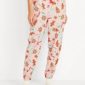 Old Navy Pink “Candied Ginger” High-Waisted Flannel Pajama Joggers – M